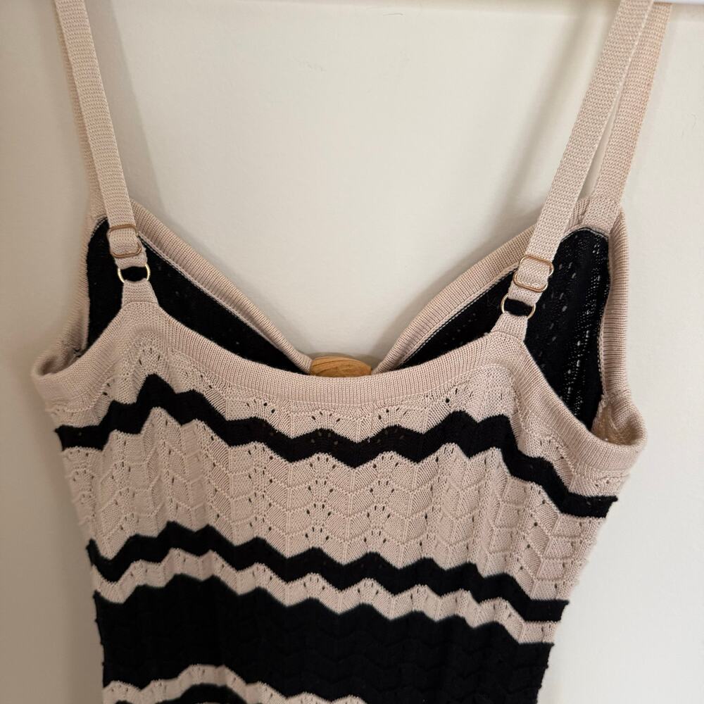 Seven Wonders Bohemian Vacation Style Zig-Zag Knit Ring Front MIDI Dress Summer - Picture 10 of 13